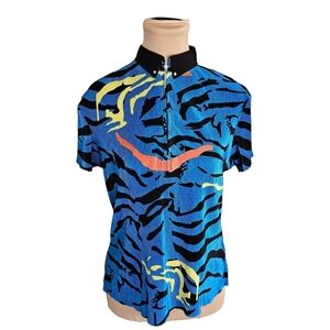 Jamie Sadock Blue and Black Swim Top with Dynamic Design Sz S